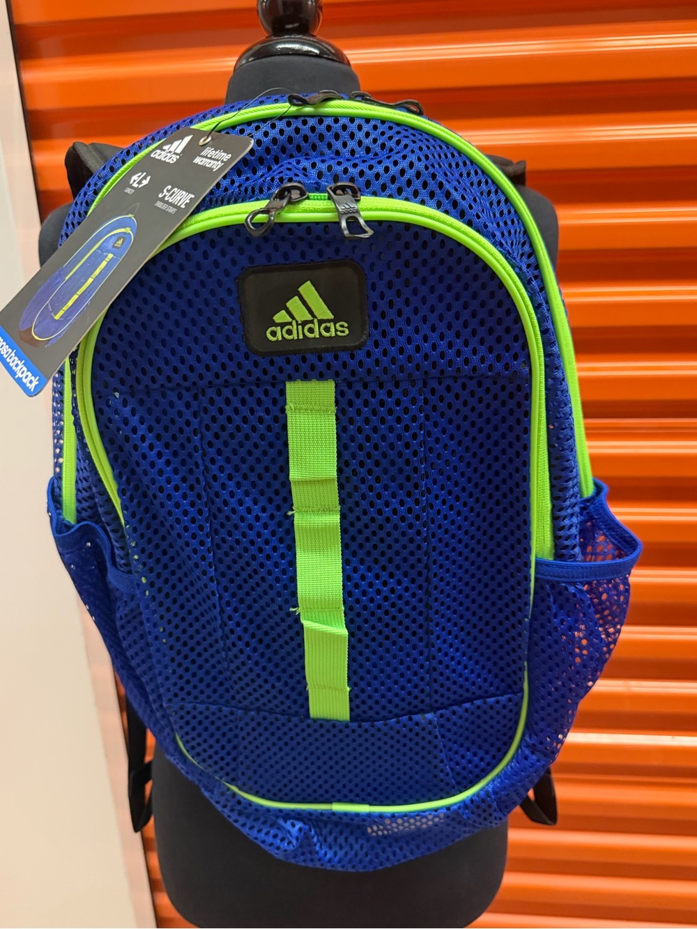 NWT adidas Hermosa L S-Curve Blue & Neon Green Mesh Backpack